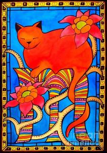 Sold Sleeping Beauty Cat Art Metal Print by Dora Hathazi Mendes